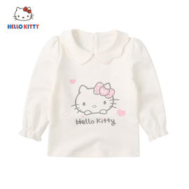 Hello Kitty童装女童秋季长袖T恤可爱套头蝴蝶领卫衣