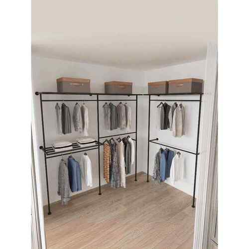 金属墙上壁挂式家用卧室简易开放式衣柜衣帽间衣服架子衣帽架自制