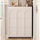 奶油风薄翻超斗鞋 入柜家用门关口玄柜大容量户门一PSF体简易收纳