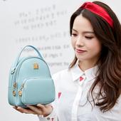 小清新双肩女包时尚 纯色小背包方标斜跨外贸pu小包广州 韩版