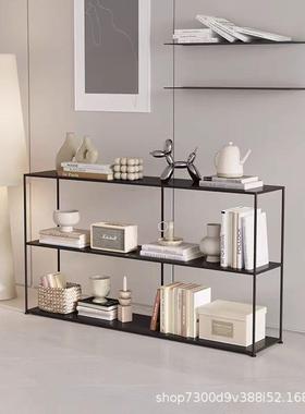 北欧铁艺玄关桌案台沙发后置物架落地多层简约隔板收纳架