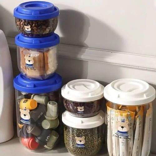 3Pcs/Set Versatile Cartoon Grain Storage Can Moisture-proof