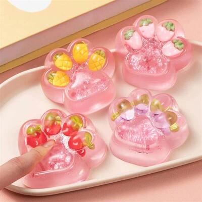 Handmade Clear Taba Squeeze Toys Fruit Cat Paw Fufu Squishy