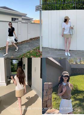 Lin12-叛逆女高 简约纯色A字半身裙高腰显瘦百搭直筒休闲包臀短裙