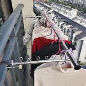 hg阳台晾衣神器防盗网窗户晾晒架护栏窗外晾衣架挂架室外免打孔多