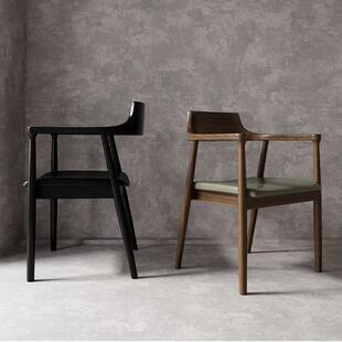 简约白蜡木肯尼迪总统餐椅家用餐厅洽谈会议实木靠背椅广岛风格