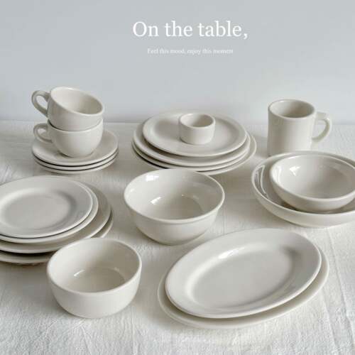 On the table - 乳白系列釉下彩合集 平盘汤盘米饭碗 椭圆盘杯碟