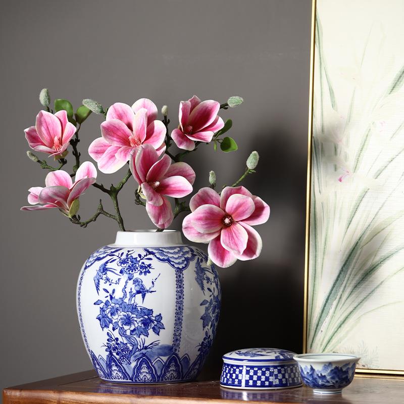 景德镇古典陶瓷罐花瓶桌面插花工艺品摆件储物罐花瓶摆件