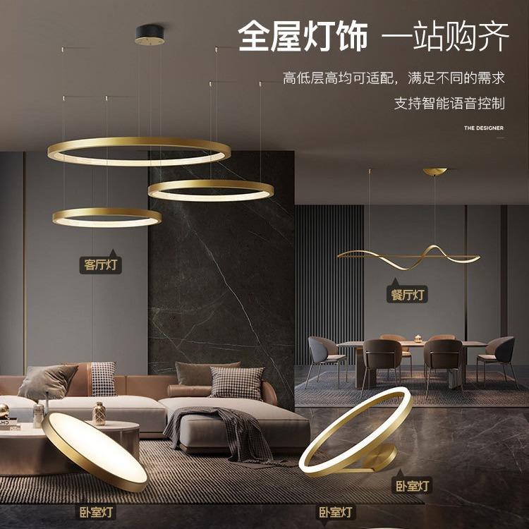 现代极简约波浪不规则长条饭厅餐桌茶吧台办公桌装饰全铜吊灯套餐