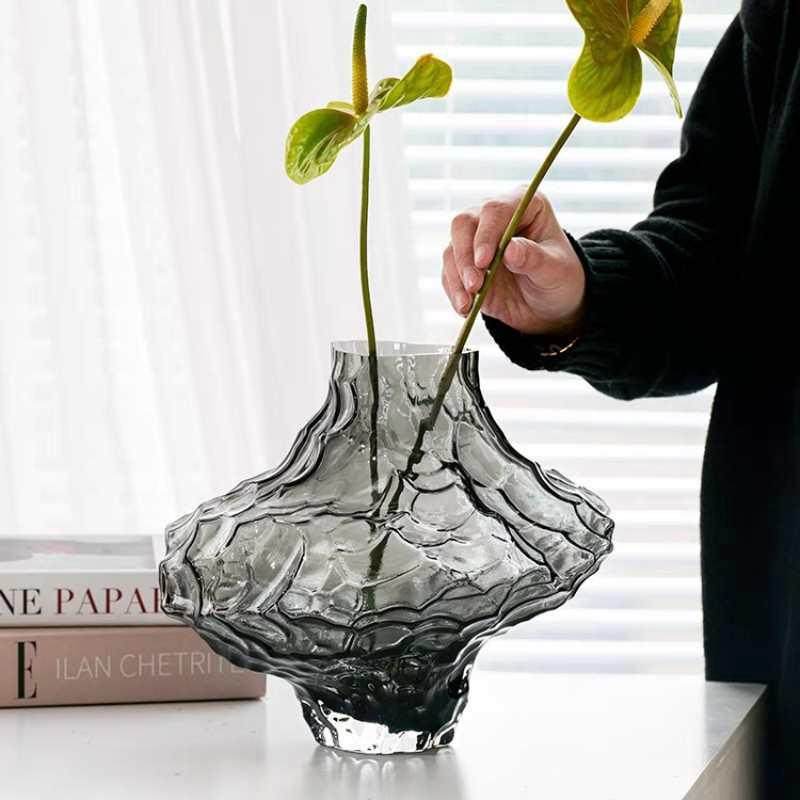 北欧创意艺术不规则花瓶玻璃 轻奢插花高品质花器 软装饰摆件批发,家居饰品,花瓶,淘宝优惠券,粉丝福利购,淘宝优惠卷