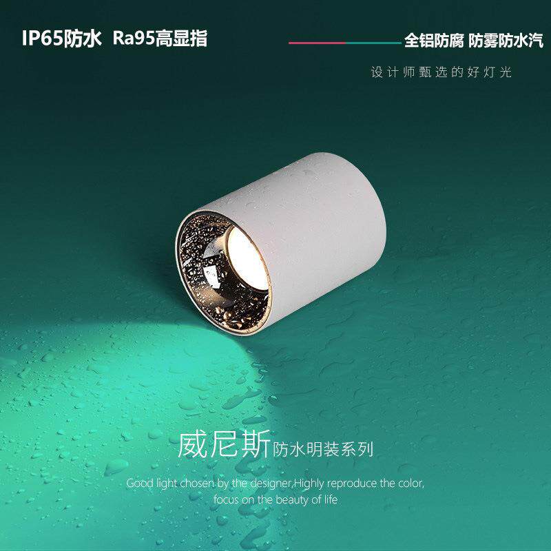 三知led防水明装筒灯深防眩天花灯店铺酒店浴室阳台防潮防雾射灯