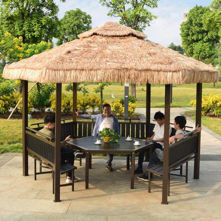 户外凉亭别墅庭院家用天台景区农庄茅草屋毛草亭六角亭稻草遮阳棚