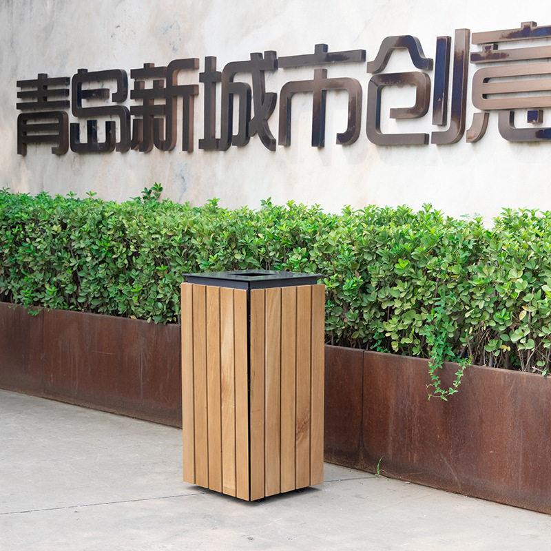 户外垃圾桶钢木创意果皮箱商场广场景区园林学校环卫桶果皮箱
