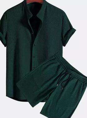 Beach outfit, pit bar short sleeved set, two-piece set