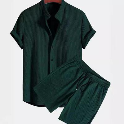 Beach outfit, pit bar short sleeved set, two-piece set