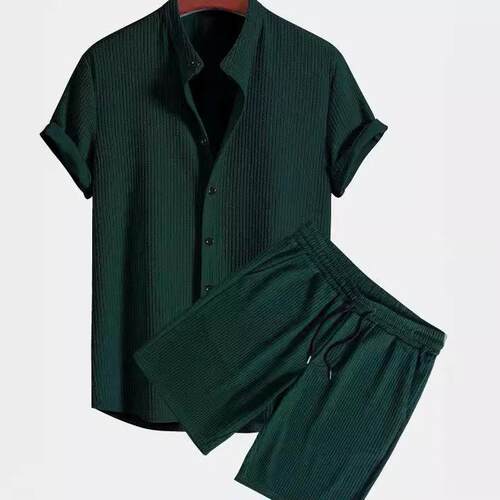Beach outfit, pit bar short sleeved set, two-piece set