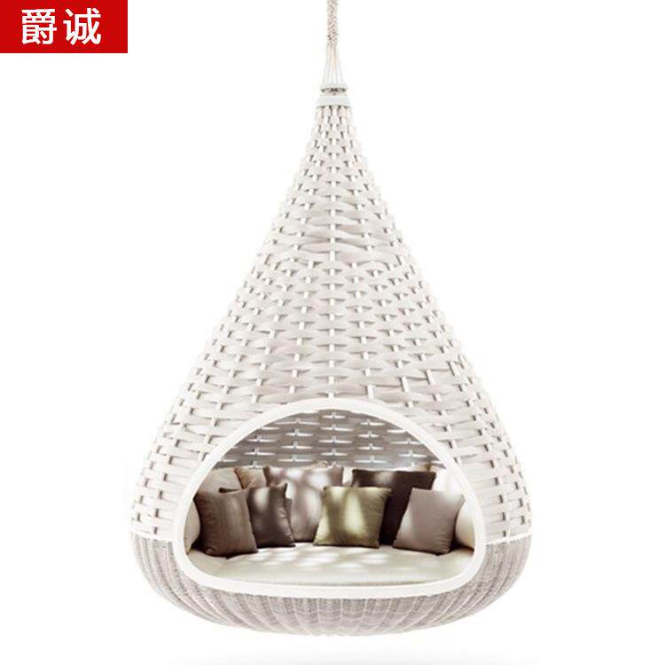 编藤大躺床酒店休闲落地鸟笼挂树手工编藤家具编藤户外躺床椅