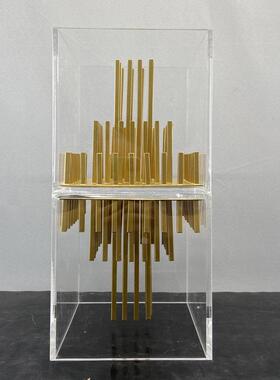 简约现代黑金立体抽象悬浮建筑摆件 样板间书房酒店几何艺术装饰