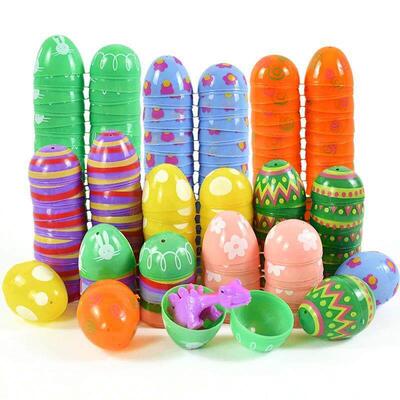 12Pcs Easter Fillable Opening Egg Colorful Plastic Eggs Kids