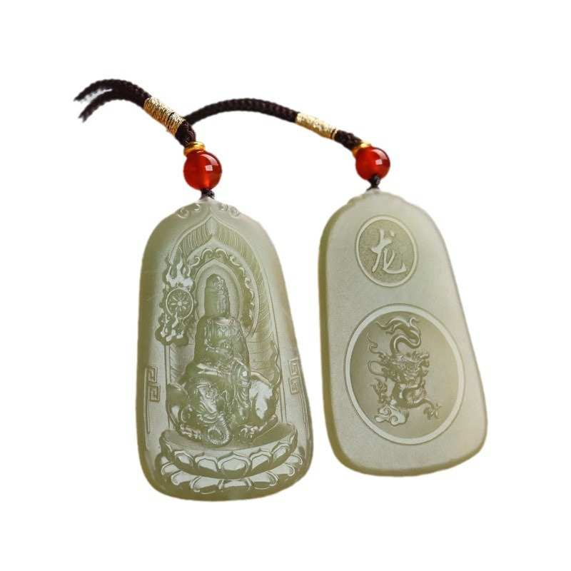 天然和田玉猪狗十二生肖守护神男女款玉挂件飘花阿弥陀佛吊坠配饰