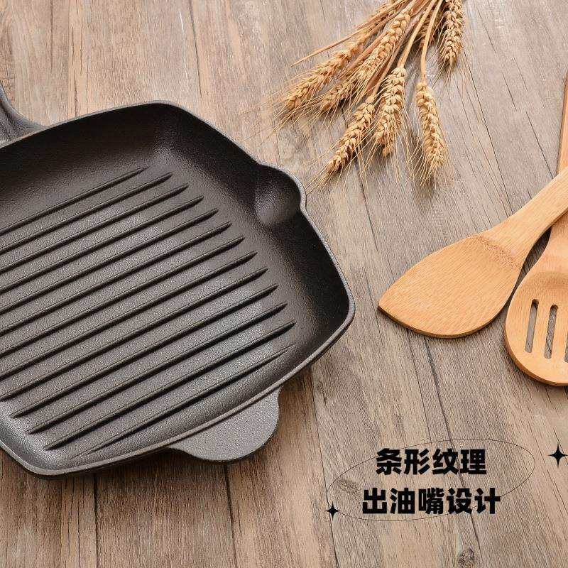 牛排锅家用搪瓷铸铁不粘锅条纹平底锅多规格日式烤盘煎锅厂家