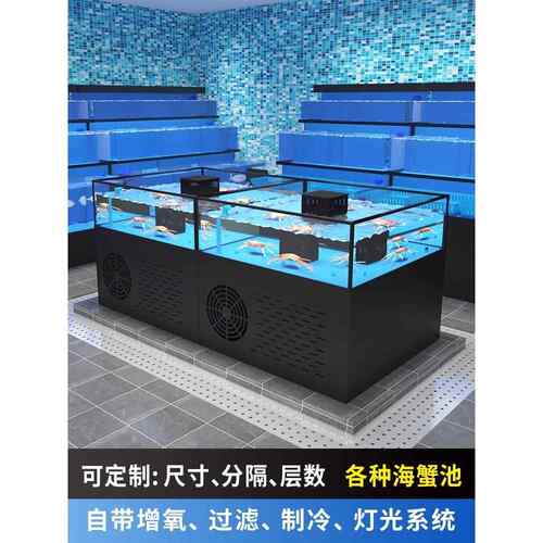 海鲜池商用制冷一体机水产超市海鲜池壳池移动海鲜鱼缸专用餐厅