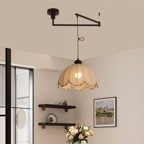 餐厅法式诧寂吊灯复古摇臂中古古风卧室调节转动餐桌茶室饭厅灯具