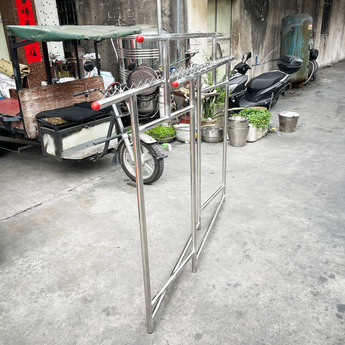 全钢加粗加厚晾衣架落地立式伸缩折叠挂衣架家用室内外晾衣晒被架