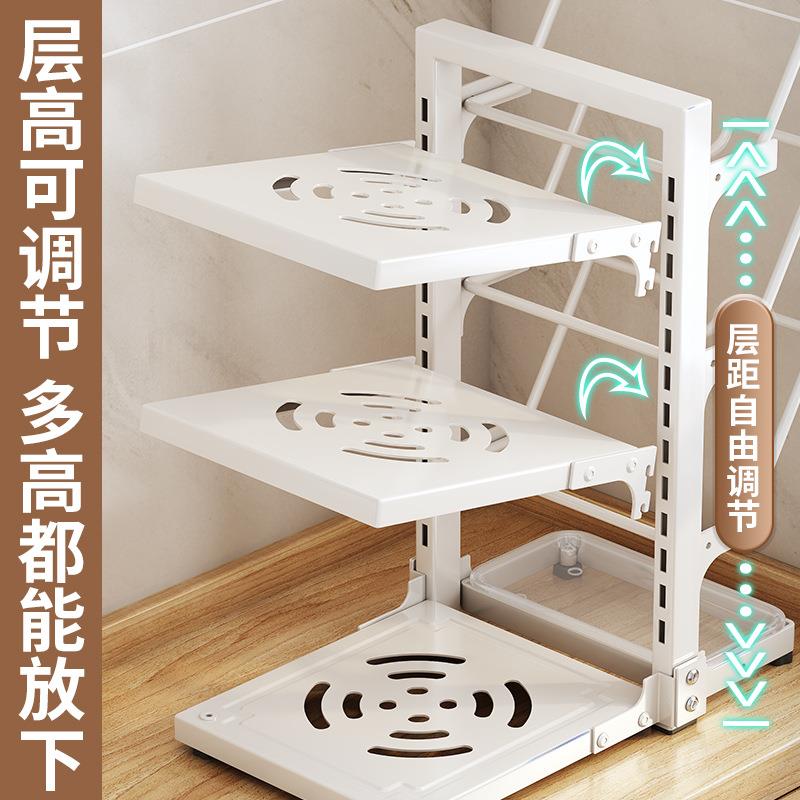 厨房置物架多层B-1757橱具纳架台面备锅收菜锅盖架下水槽柜分层锅