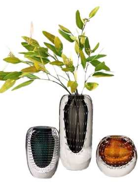 简约玻璃花瓶摆件创意客厅插花现代轻奢玄关桌面软装饰品