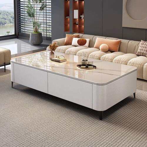 岩板茶几客厅家用2024新款轻奢现代简约落地小户型茶几电视柜组合