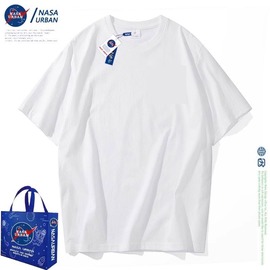 NASA URBAN联名款纯棉打球跑步运动男女短袖t恤纯色夏季情侣装