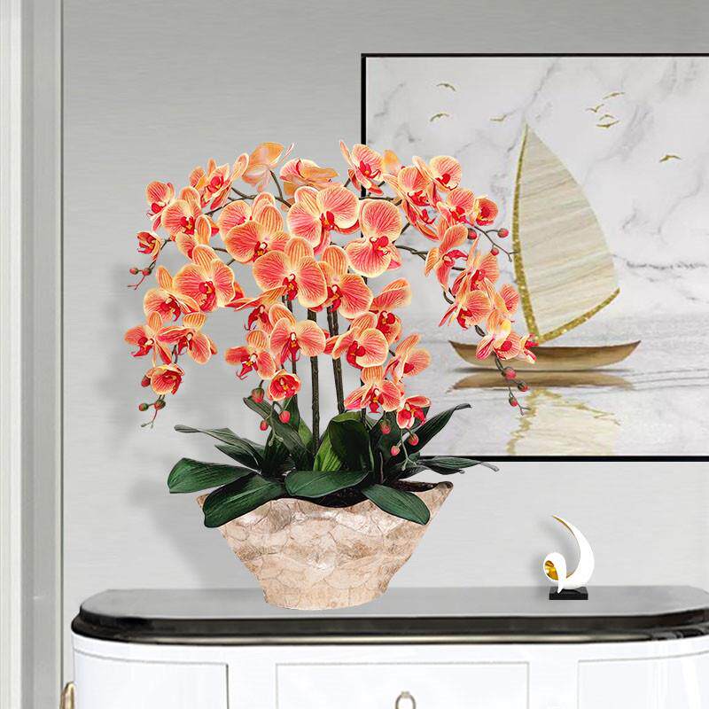 和家PU全手感彷真蝴蝶兰套装假花塑料花卉玄关客厅室内摆设大盆栽
