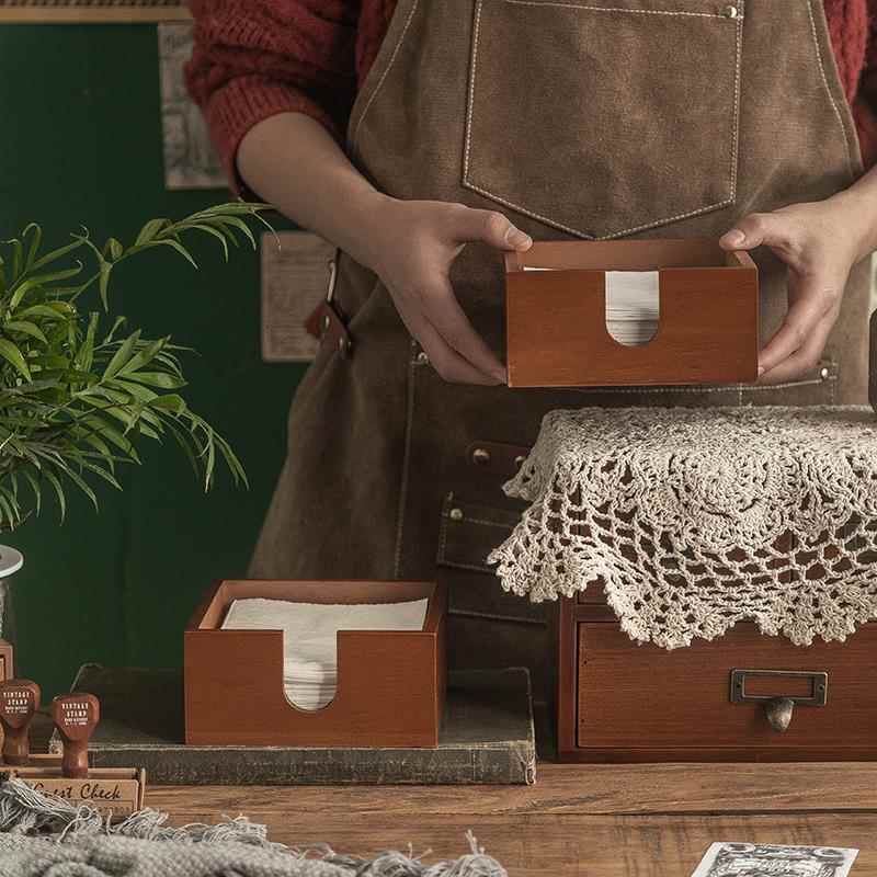 松川家居复古纸巾盒zakka桌面创意厨房客厅茶几家用餐巾纸收纳盒