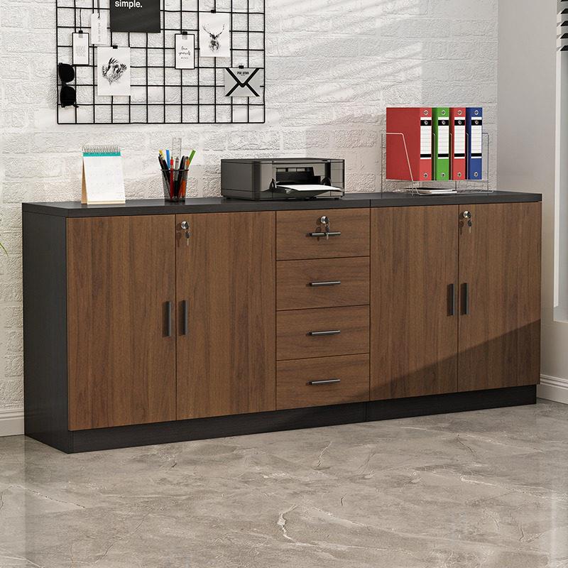 灰橡木两门地柜 可定制简约风格资料柜 带锁储物柜家俱