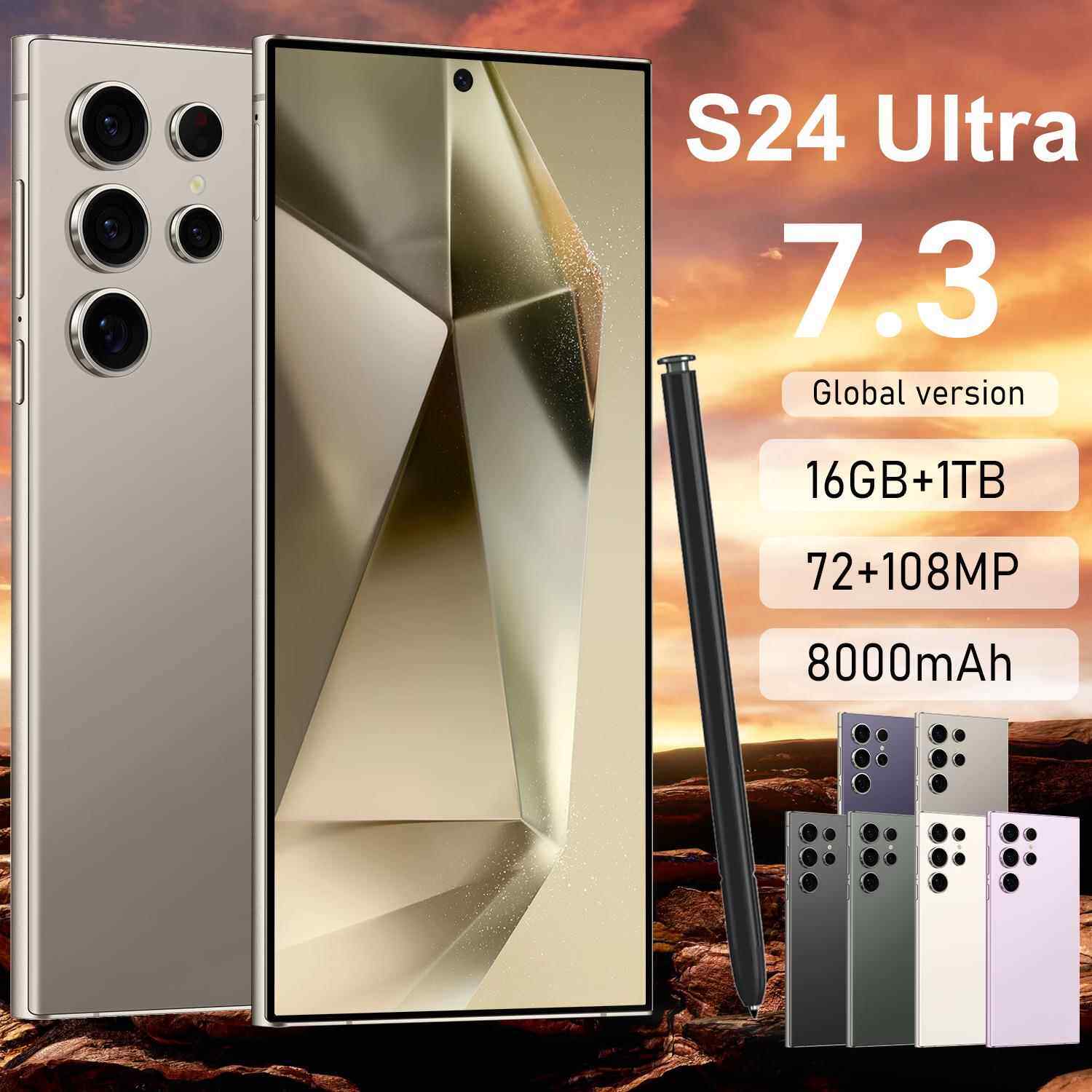 新款现货S24 Ultra+跨境手机16+1T高端7.3寸大屏智能手机(劲爆款)