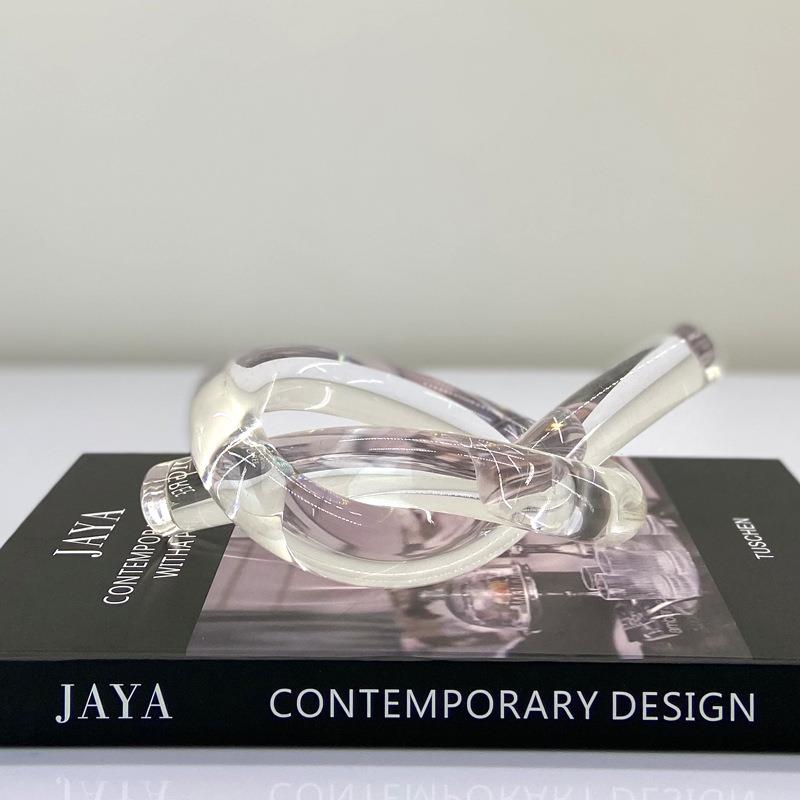 简约现代透明亚克力抽象绳结摆件创意装饰品样板间书房客厅桌面摆