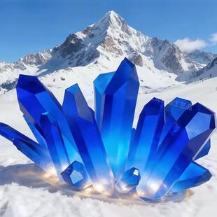 亚克力水晶立柱菱形锥状冰雪棱角晶体炫彩蓝色渐变定制装置冰柱