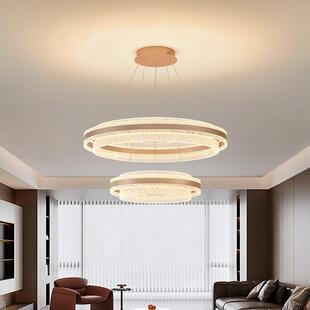 客新中式 楼 厅吊灯现代简桃约胡木色卧室餐厅线包厢灯具灯别墅复式