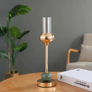 轻创意 摆件蜡烛烛台家用奢居家陶瓷时尚款浪漫 杯金属欧式宴会