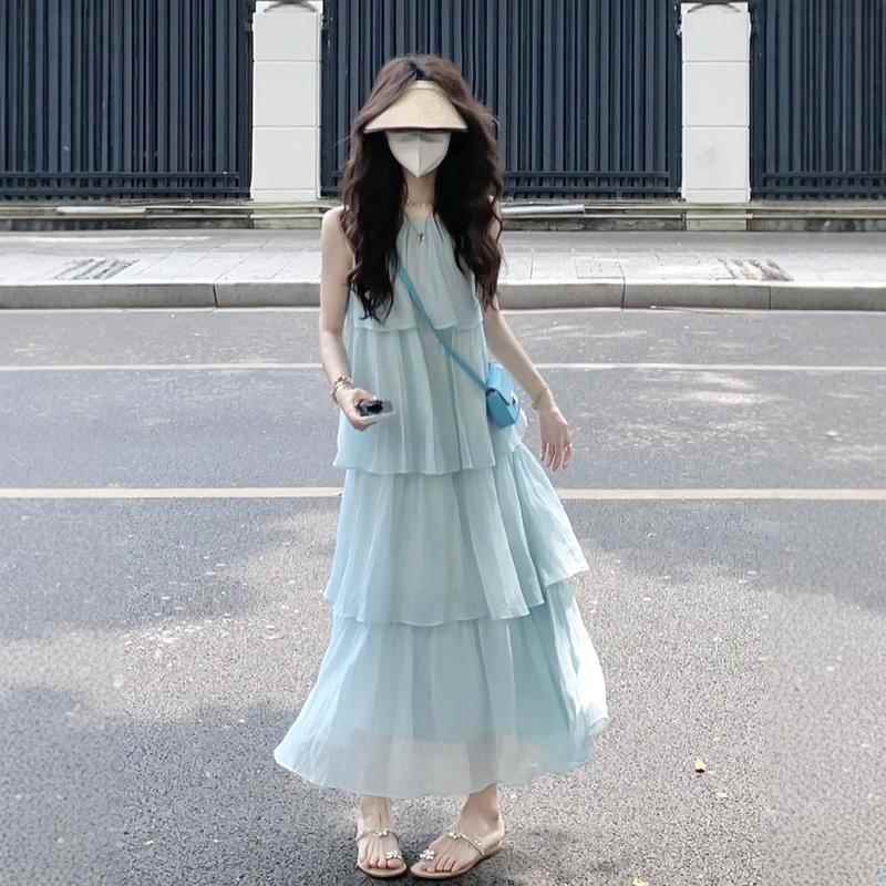 英国Next Kiss女童连衣裙夏季2025新款儿童洋气吊带裙大童度假裙