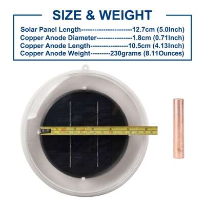 Solar pool ionizer23新款透明太阳能铜银离子发生器泳池水净化器