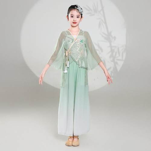 高档出儿古典舞服飘逸中国风舞童身韵纱衣舞蹈服女童民族练功演服