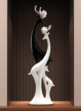 一家三鹿关入户玄摆件高档客厅电视柜迁细长壁口龛福禄【一落地乔