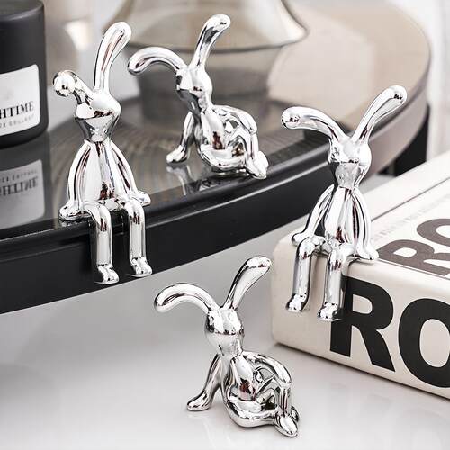 Nordic modern electroplated long-eared rabbit ornament, exud