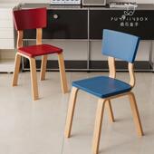 中古餐椅家用实木BC40设计师靠背椅书桌椅彩色网红简约高级感椅子