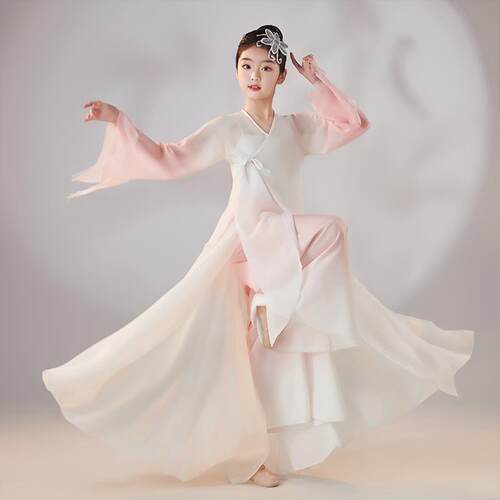 正品童古典蹈出服幼儿飘逸民族舞儿练功舞服女童中国风扇子舞演表