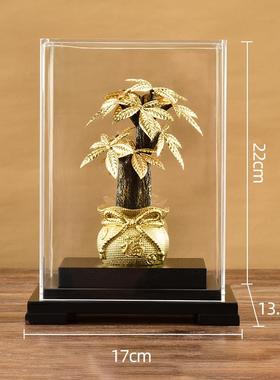 新款金陵金箔发财树办摆件司乔迁开业礼物公室酒柜公公办桌装饰品