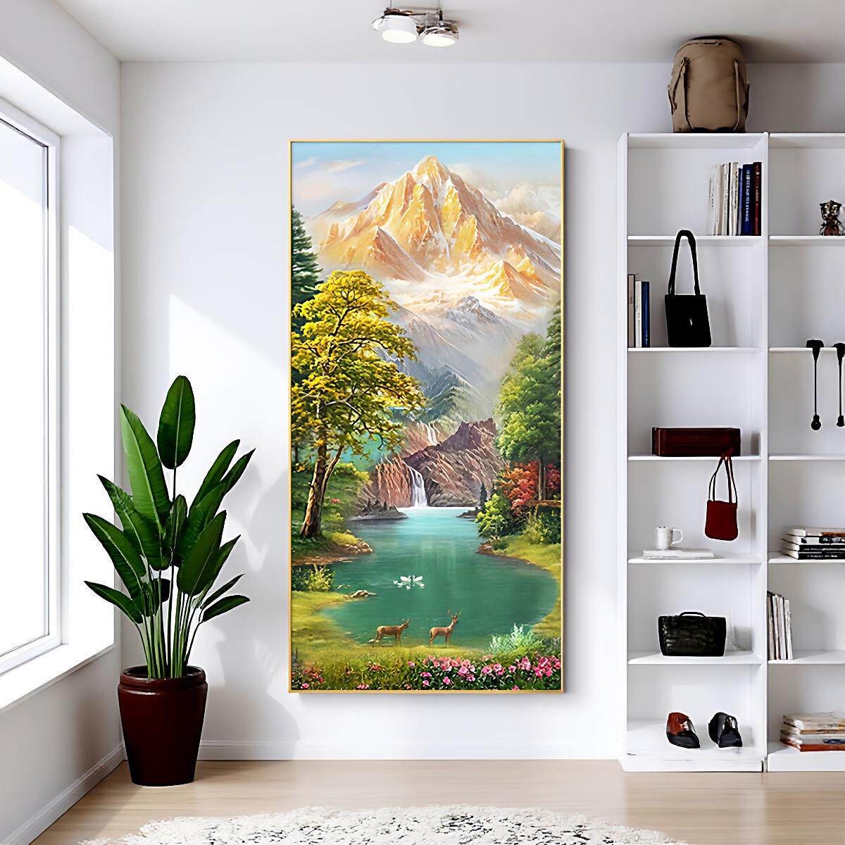 聚盆入户玄关装饰画轻奢98043453过高级感道风宝景画正对门山水画