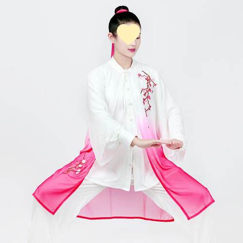 春夏太极披风女武术太极拳团体比赛表演服刺绣飘逸披纱男外搭披肩